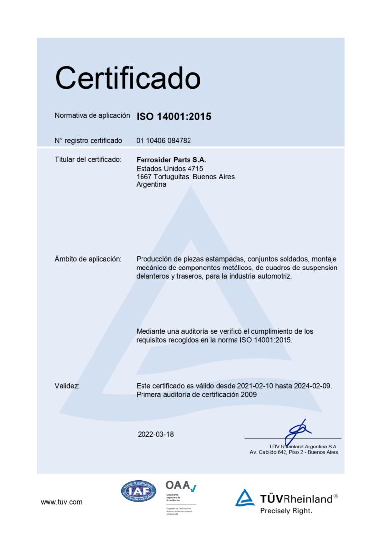 Certificado 14001